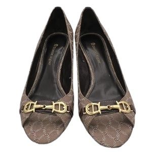 Atienne Aigner Women's 2 3/4" Heels Fabric Open Toe Shoes Brown Sz 8M Pre-owned